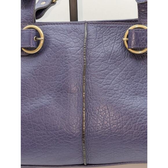 VTG Adrienne Vittadini Magnetic Purple Violet Tessa Pebble Leather Satchel - Picture 8 of 16